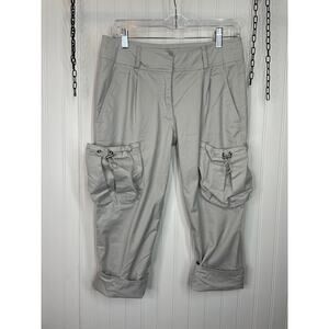 Burberry Cargo Capri Pants Light Gray Cotton Mid Rise Classic Plus Size 28